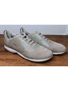 Geox Respira Nebula Womens 10.5 Slip On Sneaker Gold Leather Breathable Italy